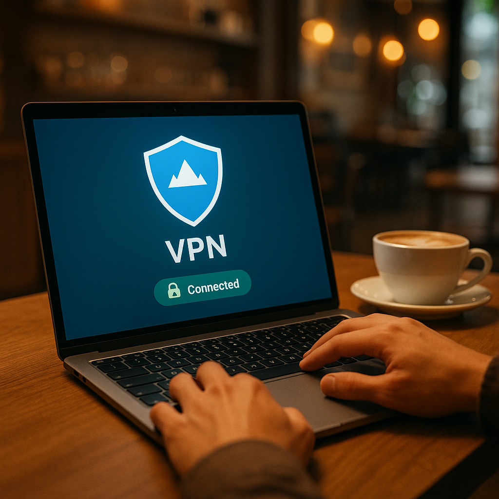 Utilisateur utilisant un VPN sur un réseau Wi-Fi public