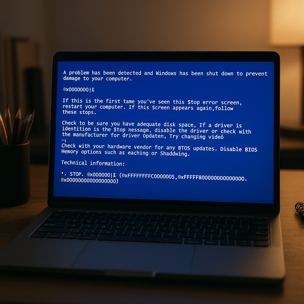 Écran bleu Windows affichant l'erreur 0x0000001E