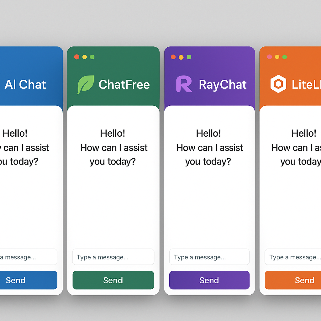 Capture d’écran montrant plusieurs interfaces de chat IA alternatives gratuites à ChatGPT
