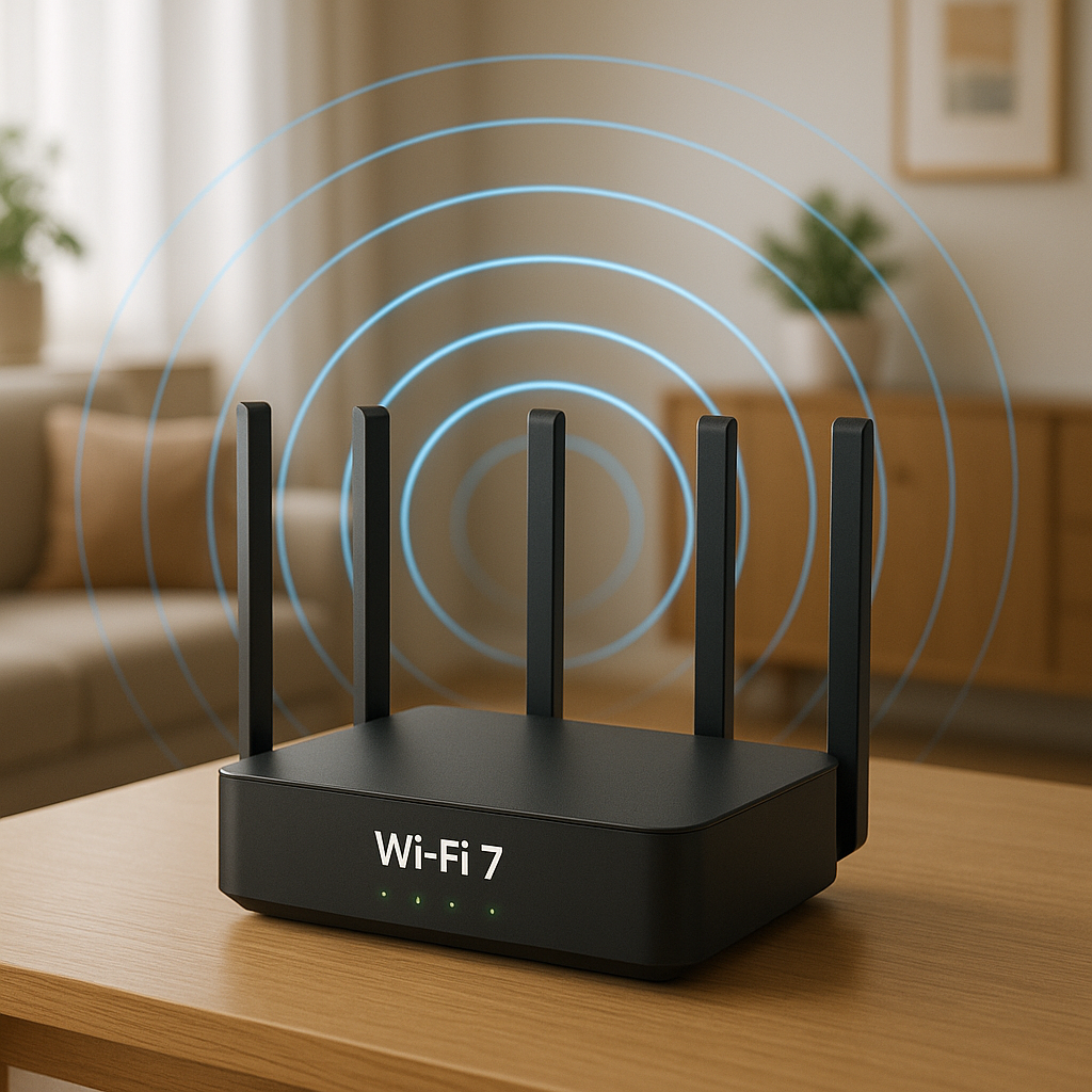 Schéma réaliste d'un routeur Wi-Fi 7