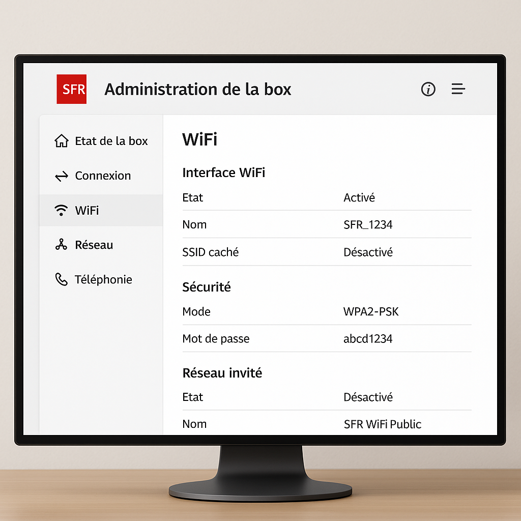 Interface d’administration d’une box SFR