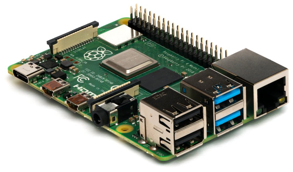 Raspberry Pi 4 von der Seite gesehen, gängige Hardwarebasis für Recalbox