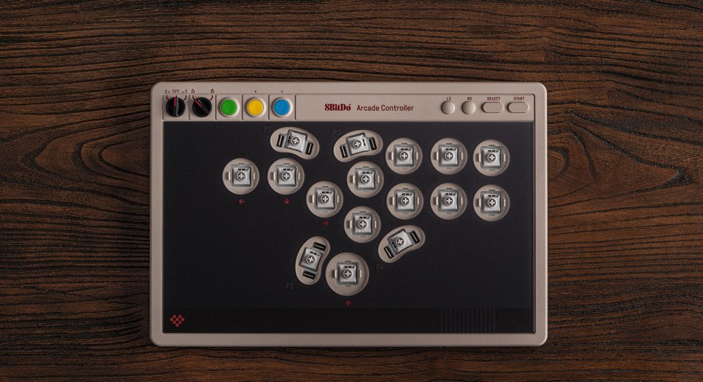 8BitDo Arcade Controller: Hot-swappable PCB with 16 Kailh Wizard low-profile switches