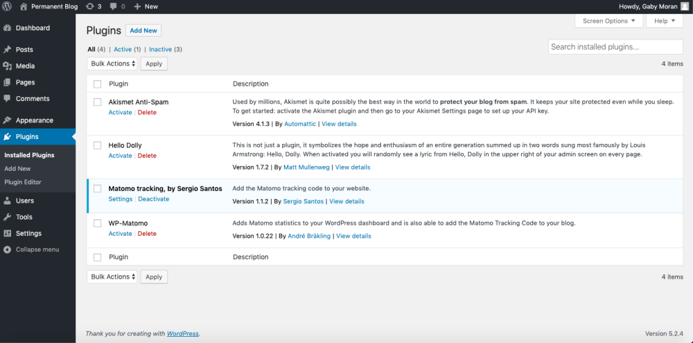 List of plugins installed on a WordPress site — metaphor for a CMS ecosystem