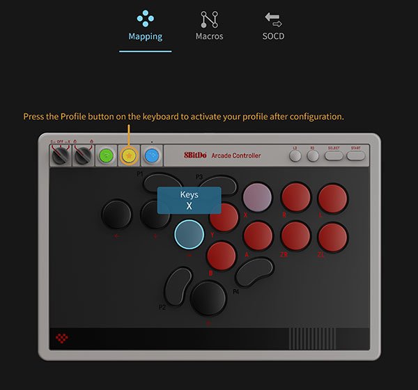 Ultimate Software V2: key remapping interface on the Arcade Controller