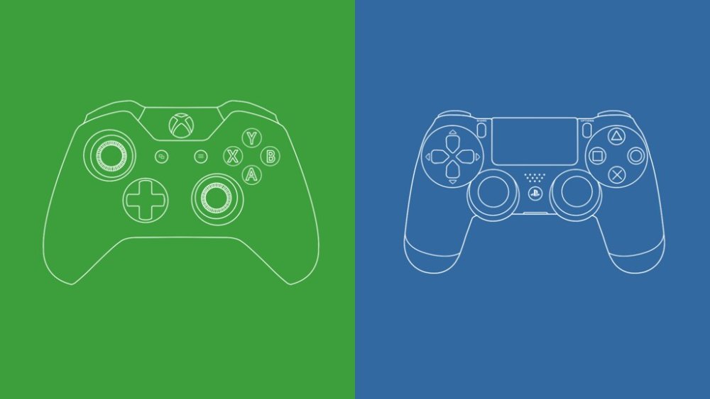 Schematic comparison of Xbox and PlayStation controllers